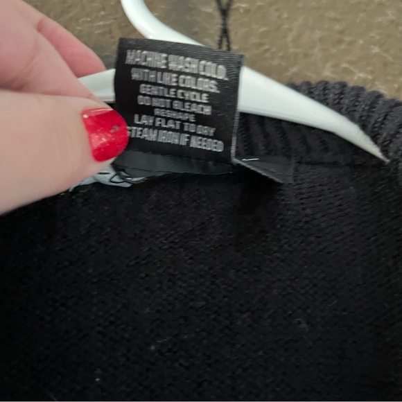 Black Sweater with Quarter Zip, Soft Fabric, Size Large - Picture 2 of 4